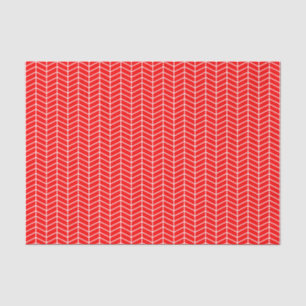 Mousseline Papier de tissus Chevron - Blanc sur rouge