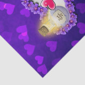 Mousseline Papier de tissus coeur violet rose (Détail)