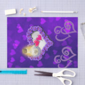 Mousseline Papier de tissus coeur violet rose (Artisanat)