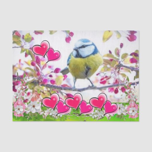 Mousseline Papier de tissus Coeurs roses (Recto)