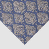 Mousseline Papier de tissus Damas bleu et or (Détail)