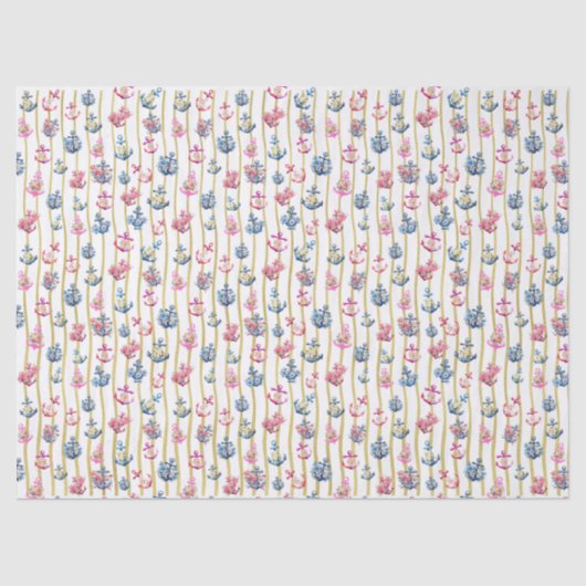 Mousseline Papier de tissus d'Ancres florales (Recto)