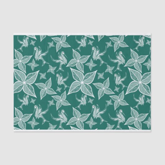 Mousseline Papier de tissus de feuilles (émeraude) (Recto)