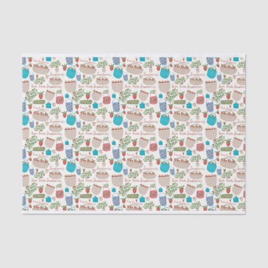 Mousseline Papier de tissus de fraises (Recto)