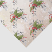 Mousseline Papier de tissus de Noël Holly Branch (Détail)