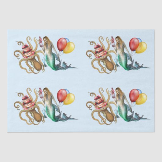 Mousseline Papier de tissus de sirène et de pieuvre (Recto)