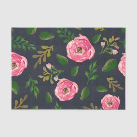 Mousseline Papier de tissus Denim Fleur (Recto)