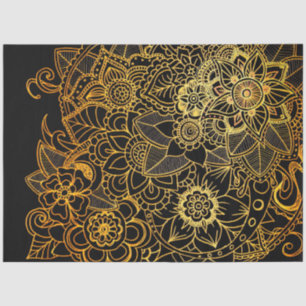 Mousseline Papier de tissus Doodle Floral Gold G523