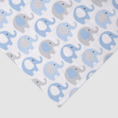 Mousseline Papier de tissus - Eléphants bleus et gris (Détail)