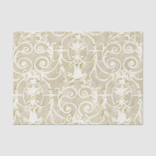 Mousseline Papier de tissus en or vintage et en Damas beige