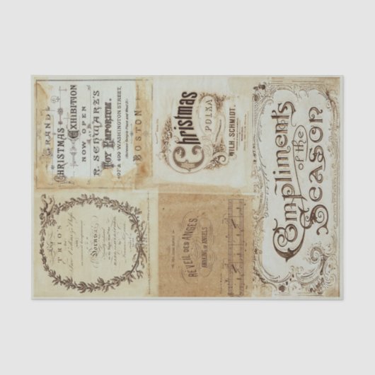 Mousseline Papier de tissus Ephemera de Noël (Recto)