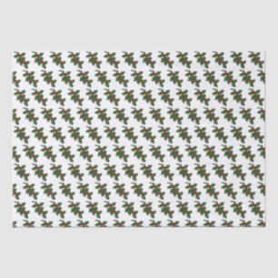Mousseline Papier de tissus - Feuilles Holly et baies