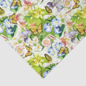 Mousseline Papier de tissus fleuri et monarque (Détail)