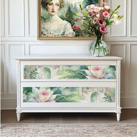 Mousseline Papier de tissus Floral et Château Découpage