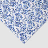 Mousseline Papier de tissus floraux blanc et bleu (Détail)