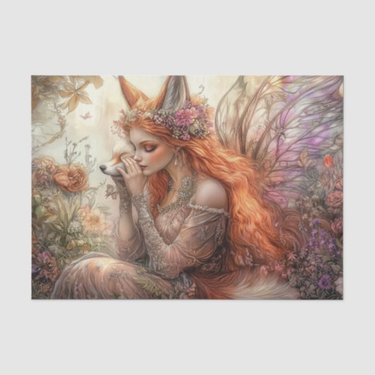 Mousseline Papier de tissus foliés Fox (Recto)