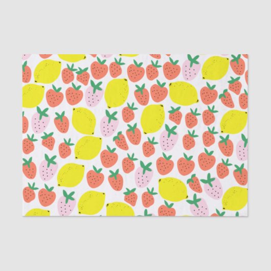 Mousseline Papier de tissus fraise et citron (Recto)