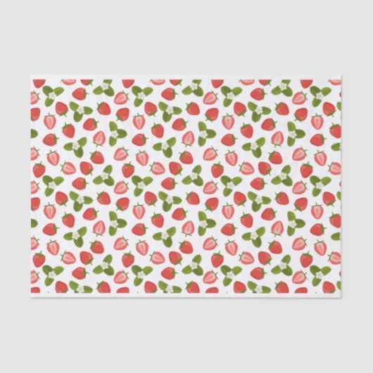 Mousseline Papier de tissus fraises - Blanc (Recto)