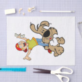 Mousseline Papier de tissus garçon chien os (Artisanat)