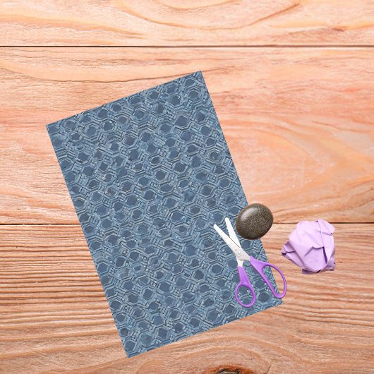 Mousseline Papier de tissus géométrique bleu