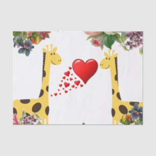 Mousseline Papier de tissus Giraffe florale