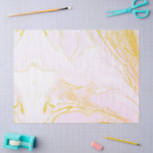 Mousseline Papier de tissus marbré rose et or (Artisanat)