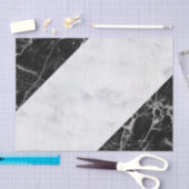 Mousseline Papier de tissus noir et Marbre blanc (Artisanat)