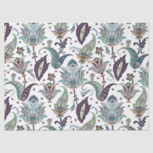 Mousseline Papier de tissus Paisley Blue Florals