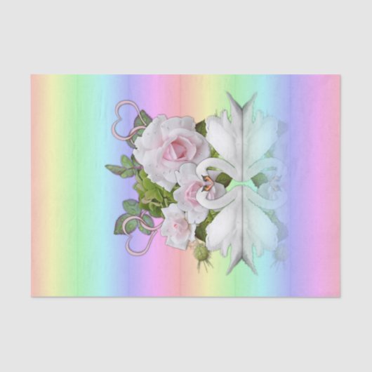 Mousseline Papier de tissus Pastel Cygnes blancs (Recto)