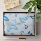 Mousseline Papier de tissus - Points d'interrogation en bleu (Cadeau)