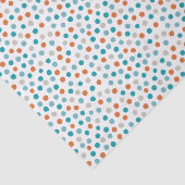 Mousseline Papier de tissus pois turquoise, bleu et orange (Détail)