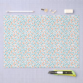 Mousseline Papier de tissus pois turquoise, bleu et orange (Artisanat)