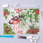 Mousseline Papier de tissus Robin de Noël (Artisanat)