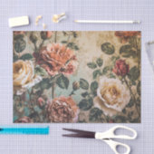 Mousseline Papier de tissus Rose rouge et crème (Artisanat)