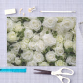 Mousseline Papier de tissus Roses blanches (Artisanat)