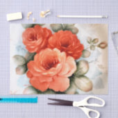 Mousseline Papier de tissus Roses de corail (Artisanat)