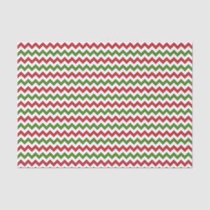 Mousseline Papier de tissus rouge foncé, vert et blanc Chevro