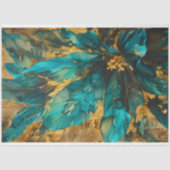 Mousseline Papier de tissus Turquoise et or de luxe (Recto)