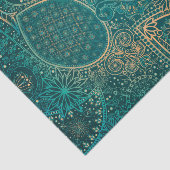 Mousseline Papier de tissus turquoise ethnique (Détail)