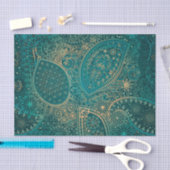 Mousseline Papier de tissus turquoise ethnique (Artisanat)