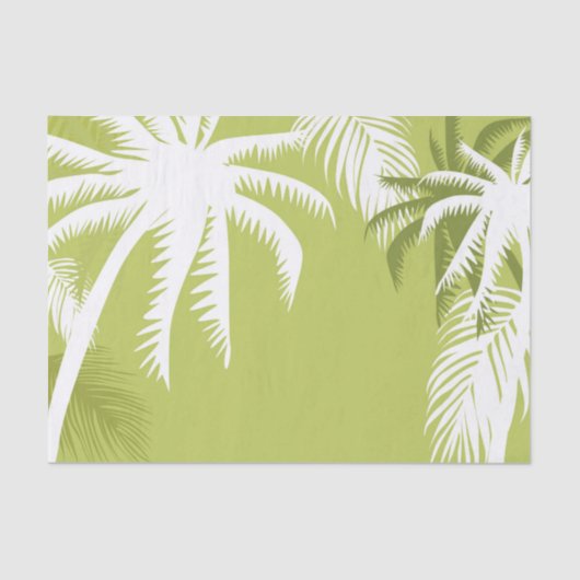 Mousseline Papier de tissus vert et blanc Palm Tree (Recto)
