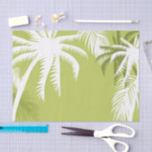 Mousseline Papier de tissus vert et blanc Palm Tree (Artisanat)