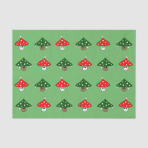 Mousseline Papier de tissus vert Festif Champignons