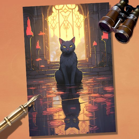 Mousseline Papier décadopage Art Nouveau Chat 1