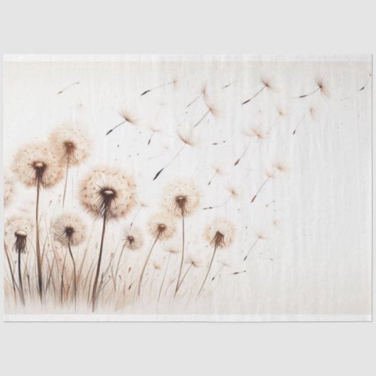 Mousseline Papier décolpage Fleurs de Dandelion Botanique (Recto)