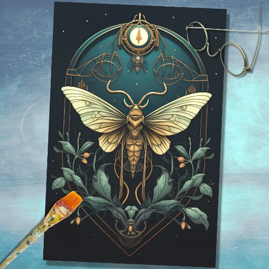 Mousseline Papier Découpage Art Nouveau Moth 1