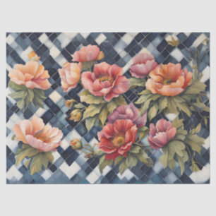 Mousseline Papier découpage Blue Buffalo Check avec grandes f