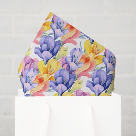 Mousseline Papier découpage Crocus Jaune Violet, Floral (Sac cadeau)