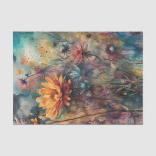 Mousseline Papier découpage Fleurs d'aquarelle foncée Moody