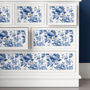 Mousseline Papier Découpage Floral Bleu Toile De Jouy Françai